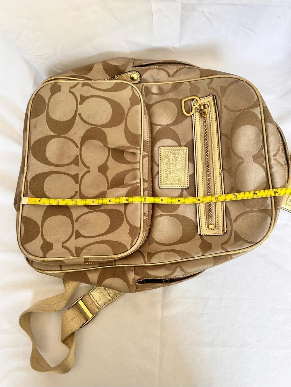 Coach Poppy Y2K Backpack Khaki Gold Signature C H1260-F20046